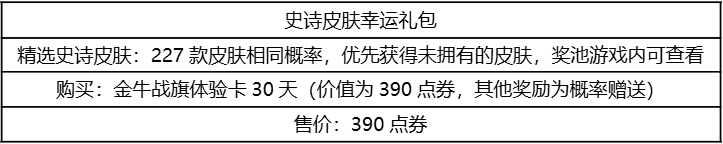 《英雄联盟手游》精选皮肤好运礼包和史诗皮肤幸运礼包概率公示