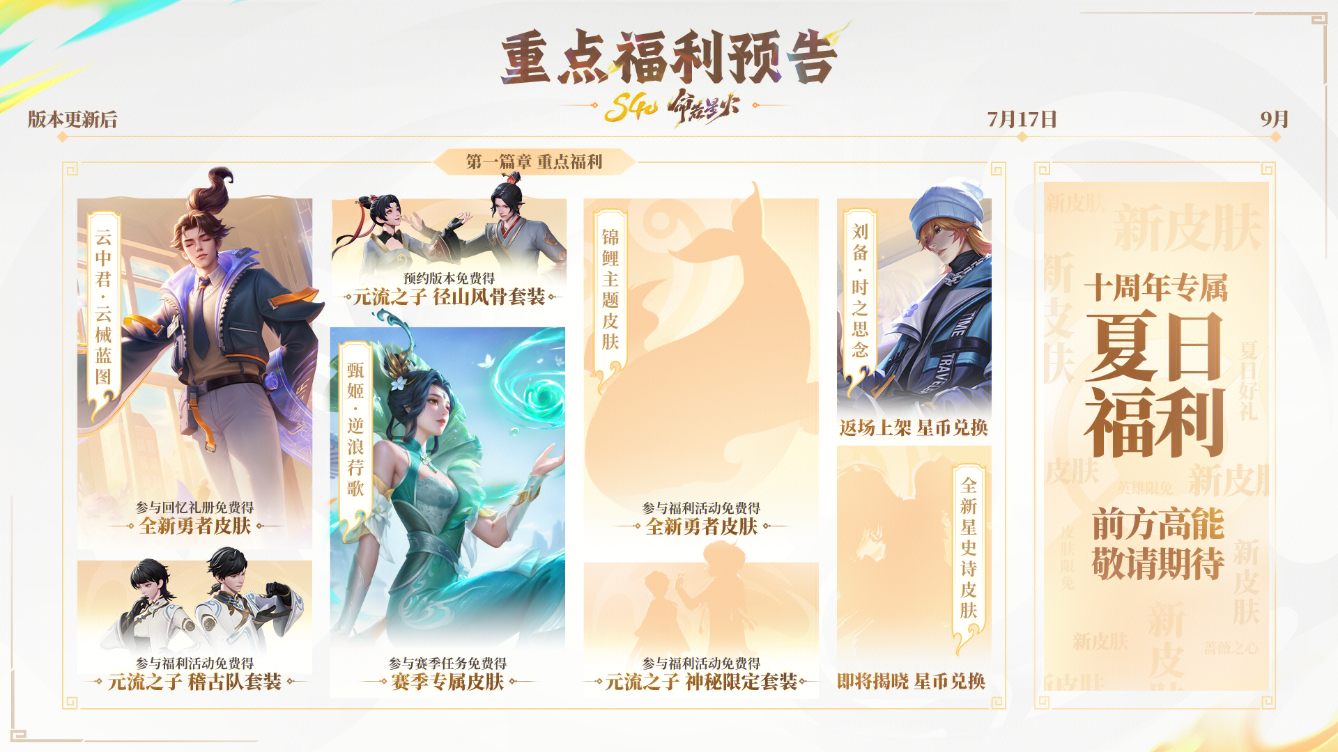 王者新赛季版更新福利及夏日福利预告来啦！